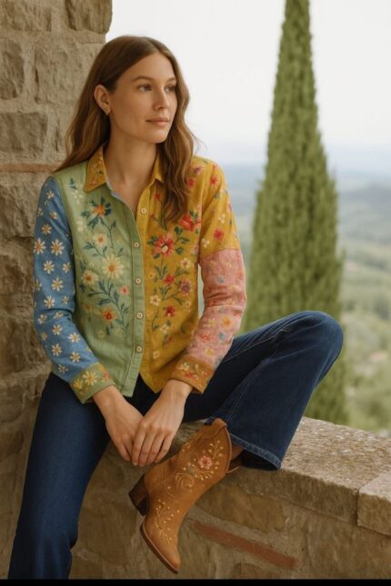Multi-Color Embroidered Top